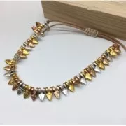 Cuenta de metal diente 7 mm Dorado con oro fino x1