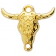 Colgante cabeza de toro/cráneo de búfalo étnico 21mm Dorado con oro fino