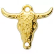 Colgante cabeza de toro/cráneo de búfalo étnico 21mm Dorado con oro fino