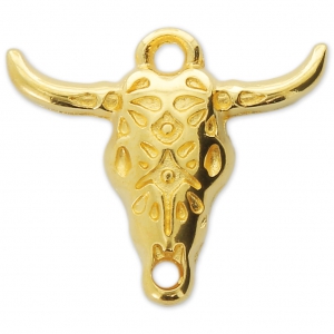 Colgante cabeza de toro/cráneo de búfalo étnico 21mm Dorado con oro fino
