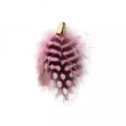Pluma con terminal 33 mm Rosa/Negro para hacer tus propias piezas de Joyería y bisutería x1