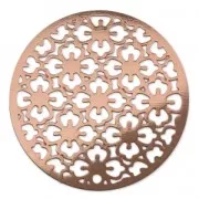 Colgante teñido laser cut redondo 30 mm dorado rosa x1