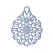 Colgante teñido laser cut flor 16x12 mm Baby Azul x1