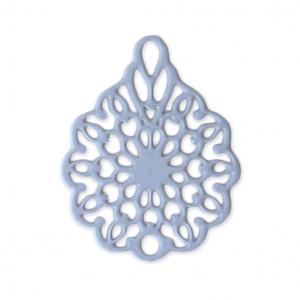 Colgante teñido laser cut flor 16x12 mm Baby Azul x1