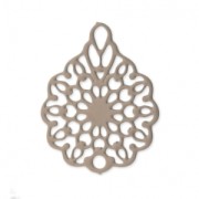 Colgante teñido laser cut flor 16x12 mm Powder Almond x1|raw }}