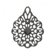 Colgante teñido laser cut flor 16x12 mm Negro x1|raw }}
