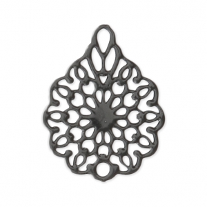 Colgante teñido laser cut flor 16x12 mm Negro x1