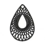 Colgante teñido laser cut gota 19x12 mm Negro x1