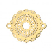 Entrepieza 2 anillas teñida laser cut rosatón 21x18 mm dorado x1