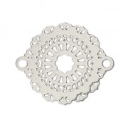 Entrepieza 2 anillas teñida laser cut rosatón 21x18 mm rodiado x1