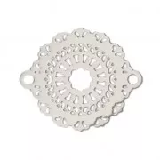 Entrepieza 2 anillas teñida laser cut rosatón 21x18 mm rodiado x1