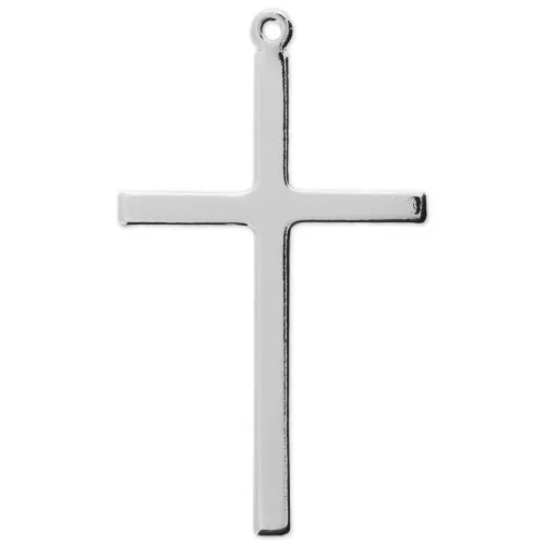 Colgante cruz de latón 40x23 mm Rodio x1