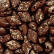 Cuentas de vidrio Gemduo 2 agujeros 8x5 mm Opaque Chocolate Gold Splash x10g