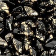 Cuentas de vidrio Gemduo 2 agujeros 8x5 mm Jet Gold Splash x10g|raw }}