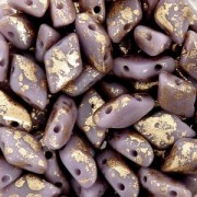 Cuentas de vidrio Gemduo 2 agujeros 8x5 mm Opaque Lilas Gold Splash x10g|raw }}