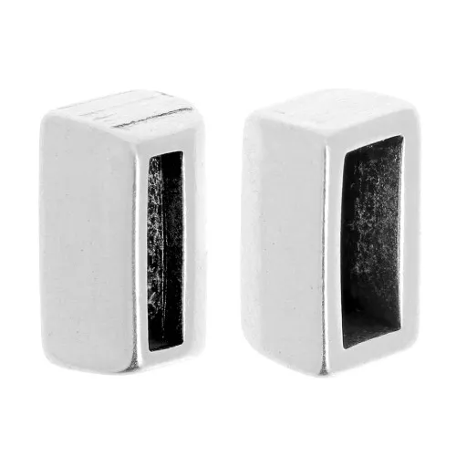 Cuenta pasante para cordones planos 10x2 mm plateado envej. x1