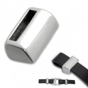 Cuenta pasante para cordones planos 10x2 mm plateado envej. x1