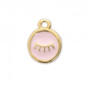 Dije redondo Diseño ojo de resina epoxi 10 mm Dorado con oro fino/Light Rosa x1|raw }}