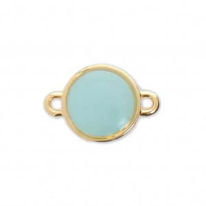 Entrepieza redondo de metal y resina epoxi 2 anilllas17x12 mm Dorado con oro fino/Azul x1