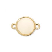 Entrepieza redondo resina epoxi 17x12mm Dorado con oro fino - White opal x1|raw }}