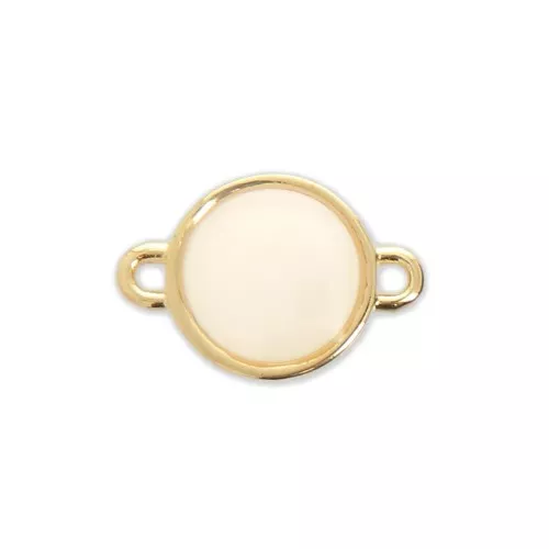 Entrepieza redondo resina epoxi 17x12mm Dorado con oro fino - White opal x1