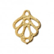 Colgante entrepieza hoja calada superficie estriada 15x12 mm Dorado con oro fino x1