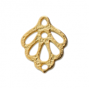 Colgante entrepieza hoja calada superficie estriada 15x12 mm Dorado con oro fino x1