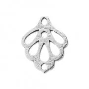 Colgante entrepieza hoja calada superficie estriada? 15x12 mm plateado antiguo x1