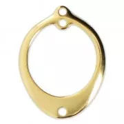 Colgante para pendientes ovalado con 2 agujeros 24x18.5 mm Dorado con oro fino x1