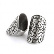 Anillo ajustable de estaño diseño cruz 36.5 mm plateado envejecido x1