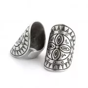 Anillo ajustable de estaño diseño cruz 36.5 mm plateado envejecido x1