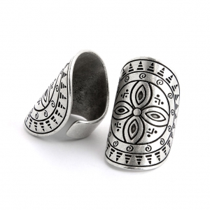 Anillo ajustable de estaño diseño cruz 36.5 mm plateado envejecido x1