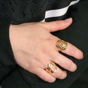 Anillo ajustable de estaño calado flor de loto 19 mm Dorado con oro fino x1