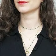 Dije cuerna media luna motivo étnico 15x18 mm dorado rosa x1