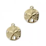 Dijes Sand dollar 5 agujeros - 11 mm de Gold Filled x2