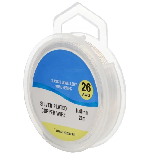 Hilo de cobre para hacer piezas de Joyería y bisutería 0.40 mm Plateado x20m