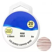 Hilo de cobre para hacer piezas de Joyería y bisutería 0.80 mm Dorado Rosa x6m