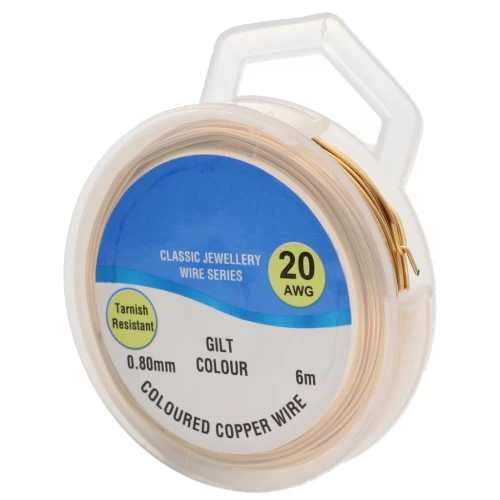 Hilo de cobre para hacer piezas de Joyería y bisutería 0.80 mm Dorado x6m