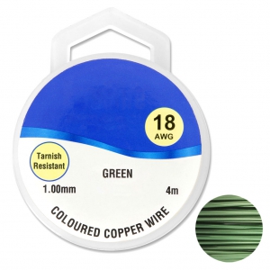 Hilo de cobre para hacer piezas de Joyería y bisutería 1 mm Green x4m