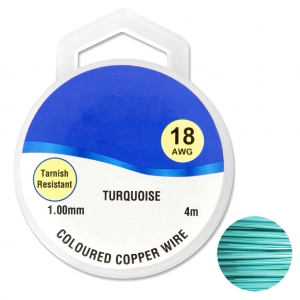 Hilo de cobre para hacer piezas de Joyería y bisutería 1 mm Turquesa x4m