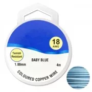 Hilo de cobre para hacer piezas de Joyería y bisutería 1 mm Baby Blue x4m