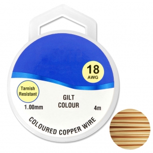 Hilo de cobre para hacer piezas de Joyería y bisutería 1 mm Dorado x4m