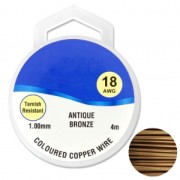 Hilo de cobre para hacer piezas de Joyería y bisutería 1 mm Antique Bronce x4m