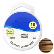 Hilo de cobre para hacer piezas de Joyería y bisutería 1 mm Antique Bronce x4m