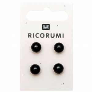 Ojos para peluche para coser 8.5 mm - Ricorumi para Amigurumi - Negro x4