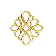 Entrepieza/colgante con filigrana cuadrado 15mm de Plata 925 dorado con oro finox1