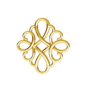 Entrepieza/colgante con filigrana cuadrado 15mm de Plata 925 dorado con oro finox1