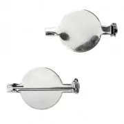 Base broche para cabuchón fondo plano 16 mm - rodiado x1