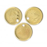 Dijes texturados 9 mm Dorado con oro fino x4