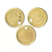 Dijes texturados 9 mm Dorado con oro fino x4